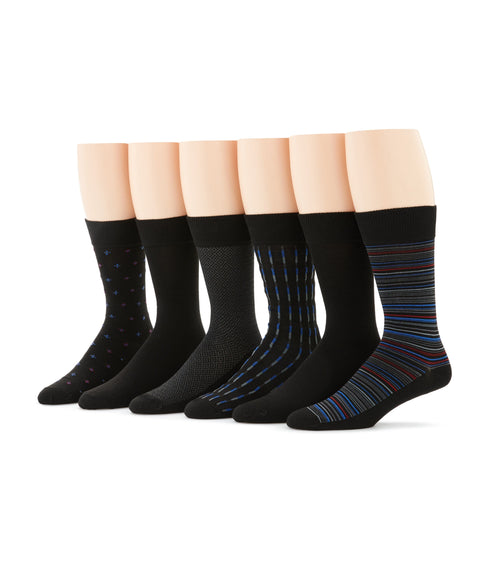 6 Pack Multi Pattern Dress Socks