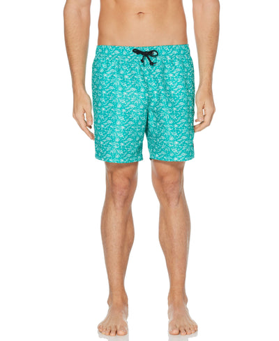 Animal Scribble Print Swim Short Dynasty Green Perry Ellis