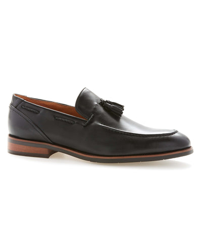 Braided Leather Tassel Loafer Black Perry Ellis