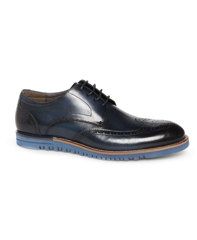 Brogue Wing Tip Leather Oxford Navy Perry Ellis