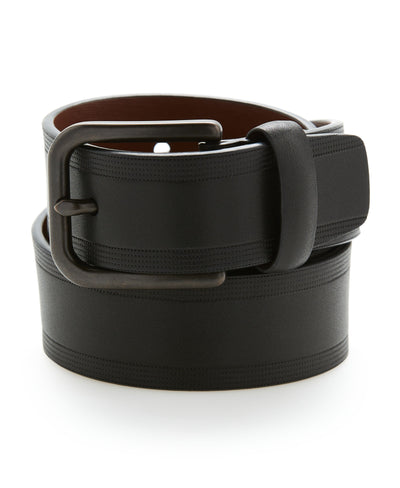 Casual Leather Belt with Embossed Pattern