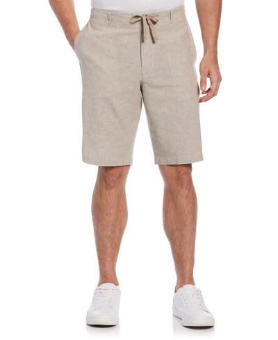 Drawstring Linen Blend Stretch Short