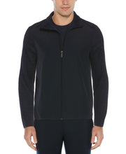 Heathered Full Zip Mock Neck Fleece Jacket Dark Sapphire Perry Ellis