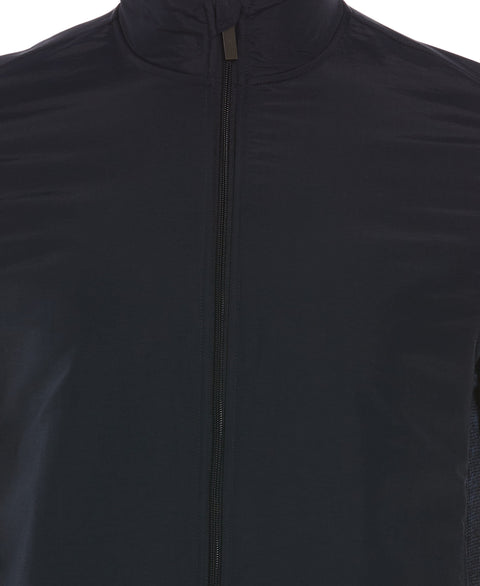 Heathered Full Zip Mock Neck Fleece Jacket Dark Sapphire Perry Ellis