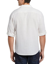 Linen Blend Dobby Roll Sleeve Shirt (Bright White) 