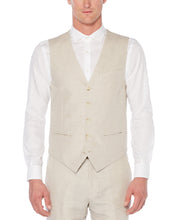 Linen Cotton Herringbone Suit Vest Natural Linen Perry Ellis