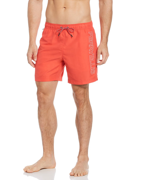 Logo Print Swim Short Cayenne Perry Ellis