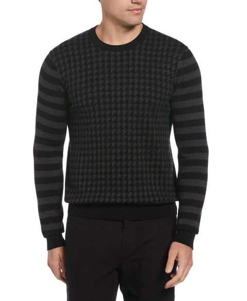 Mix Pattern Crew Neck Sweater (Black) 