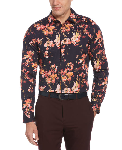 Perry Ellis Mens Long Sleeve Multicolor Paisley Print Shirt
