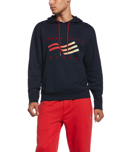 Perry Ellis America Flocked Hoodie (Dark Sapphire) 