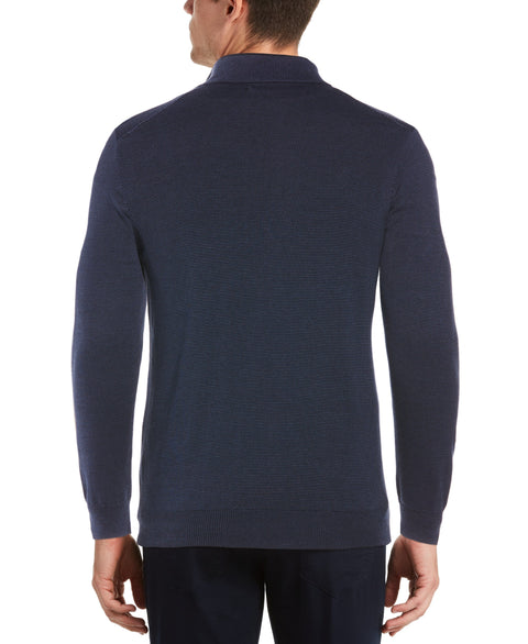 Quarter Zip Mock Neck Sweater (Coastal Fjord) 