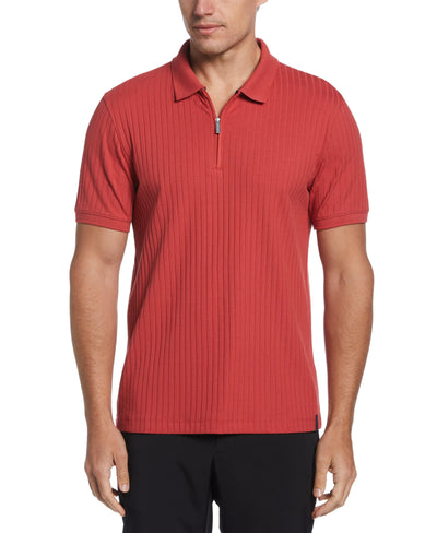 Quarter Zip Ribbed Polo (Cardinal) 