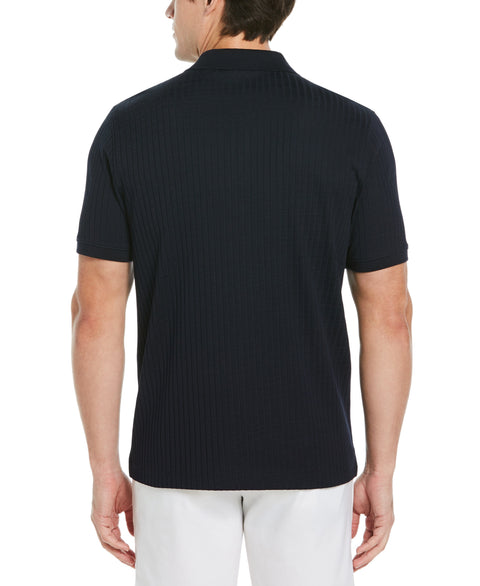 Quarter Zip Ribbed Polo Dark Sapphire Perry Ellis