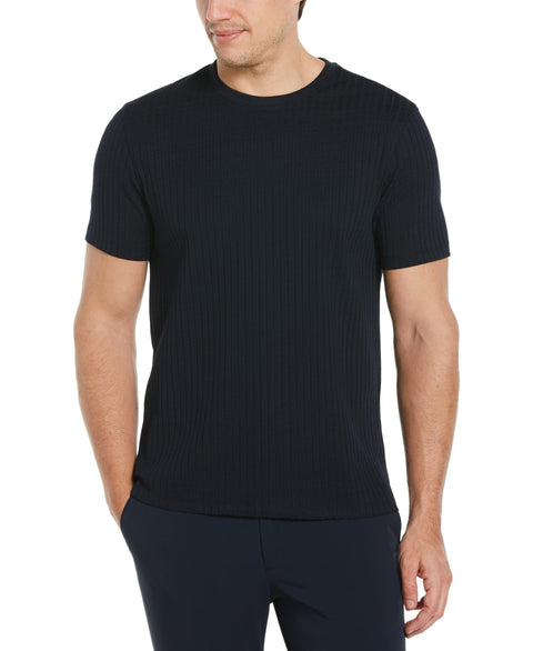 Rib Knit Crew Neck Tee Dark Sapphire Perry Ellis