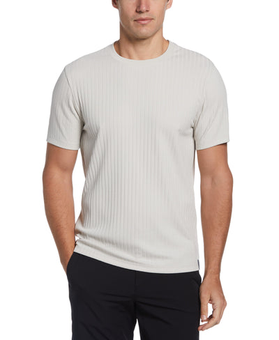 Rib Knit Crew Neck Tee (Light Heather Grey) 