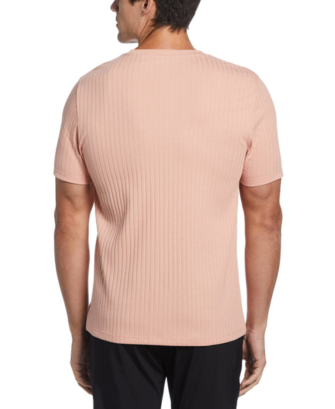 Rib Knit Crew Neck Tee (Peach Beige) 