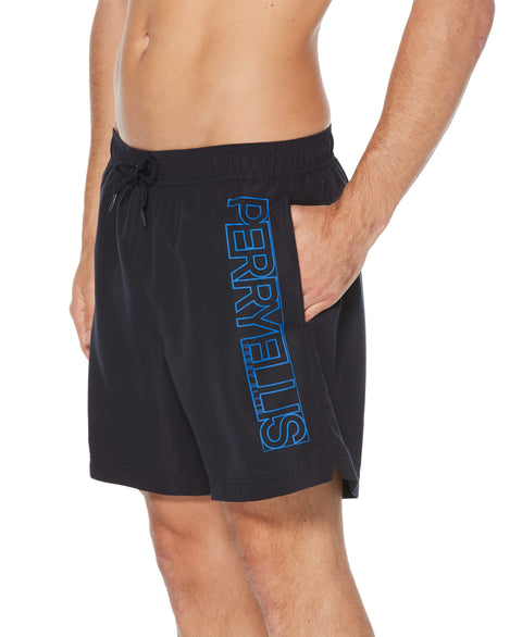 Side Stripe Logo Swim Short Navy Perry Ellis