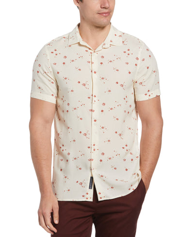 Slim Fit EcoVero™ Ditsy Floral Print Soft Shirt (Egret) 