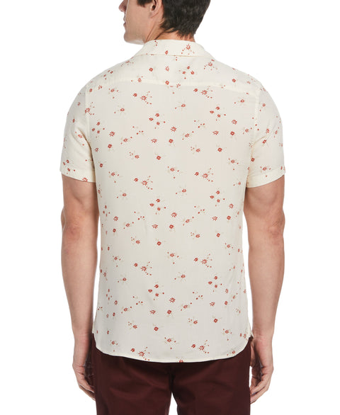 Slim Fit EcoVero™ Ditsy Floral Print Soft Shirt (Egret) 