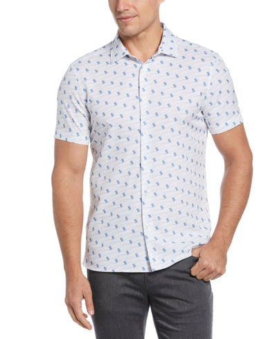 Flag Print Stretch Shirt (Bright White) 