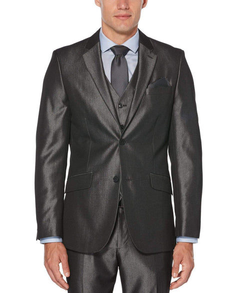 Slim Fit Iridescent Twill Suit Jacket Charcoal Perry Ellis