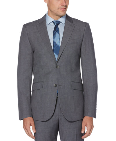 Slim Fit Plaid Jacket Brushed Nickel Perry Ellis