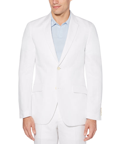 Slim Fit Solid Linen Suit Jacket Bright White Perry Ellis