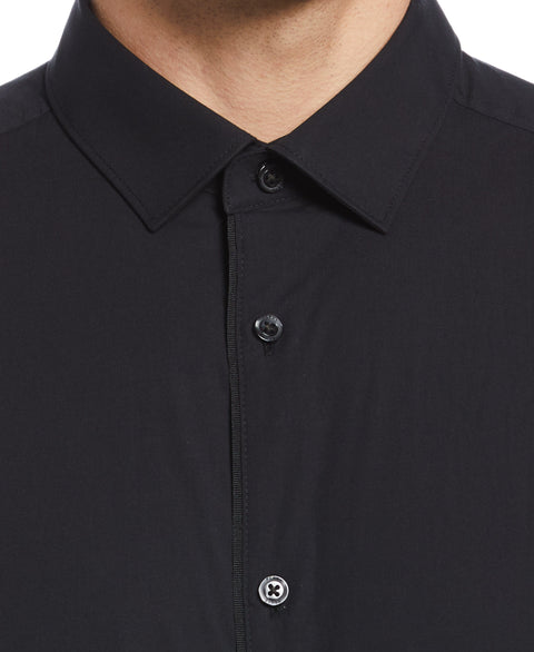 Slim Fit Solid Poplin Stretch Shirt (Black) 