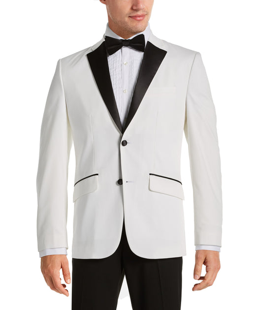 Men's Perry Ellis Encore White Tuxedo Dinner Jacket Wedding Prom Mason 44L 