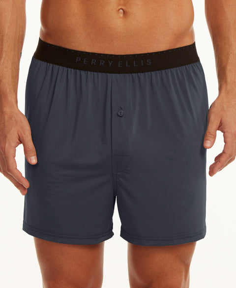 Solid Luxe Boxer Short Ebony Perry Ellis