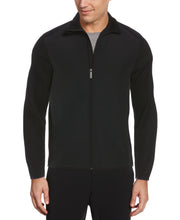 Solid Stretch Full-Zip Fleece Shirt Black Perry Ellis