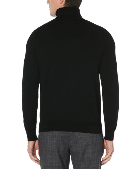 Solid Tech Turtleneck Sweater Black Perry Ellis