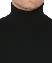 Solid Tech Turtleneck Sweater Black Perry Ellis