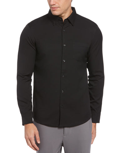 Untucked Total Stretch Slim Fit Solid Shirt (Black) 