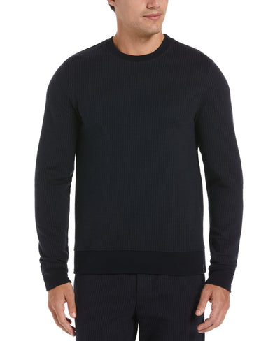 Pinstripe Crew Neck Sweater (Dark Sapphire) 