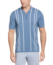 Tech Knit Vertical Stripe Zip Polo (Copen Blue) 