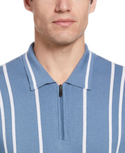 Tech Knit Vertical Stripe Zip Polo (Copen Blue) 