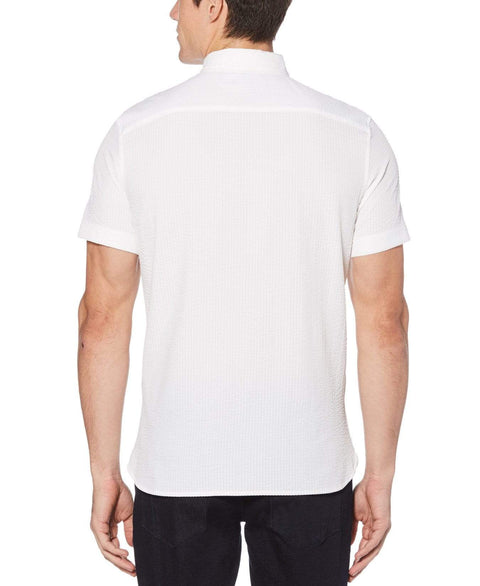 Total Stretch Seersucker Stretch Shirt Bright White Perry Ellis