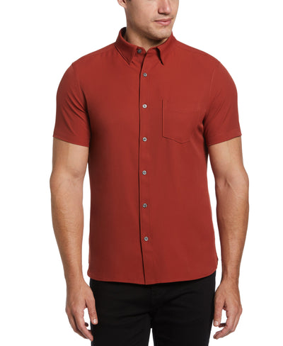 Total Stretch Slim Fit Solid Shirt (Burnt Henna) 