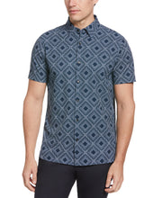 Slim Fit Total Stretch Tiled Dot Print Shirt (Dark Sapphire) 
