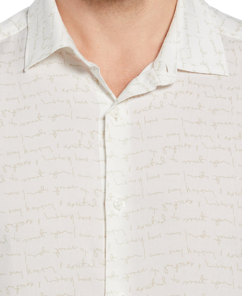 EcoVero™ Writing Print Soft Shirt (Bright White) 
