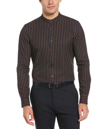 Total Stretch Vertical Stripe Banded Collar Shirt