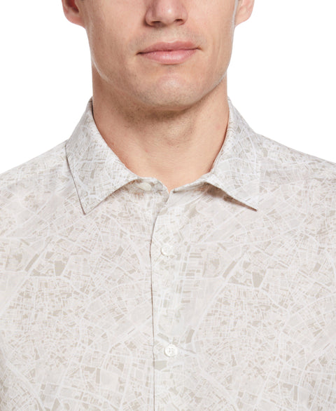 Untucked Road Map Print Shirt (Lunar Rock) 