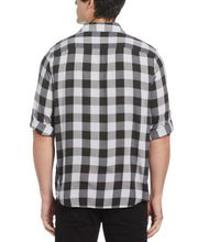 Untucked Roll Sleeve Dobby Plaid Shirt (Black) 