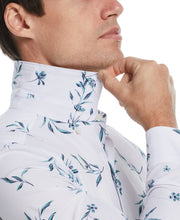 Untucked Total Stretch Floral Print Shirt (Bright White) 