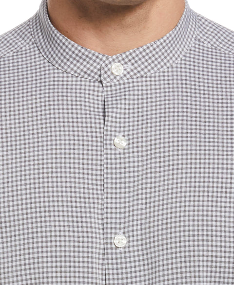 Untucked Total Stretch Slim Fit Gingham Print Shirt (Pirate Black) 