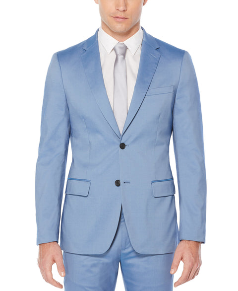 Very Slim Fit Iridescent Twill Suit Jacket Aegean Blue Perry Ellis