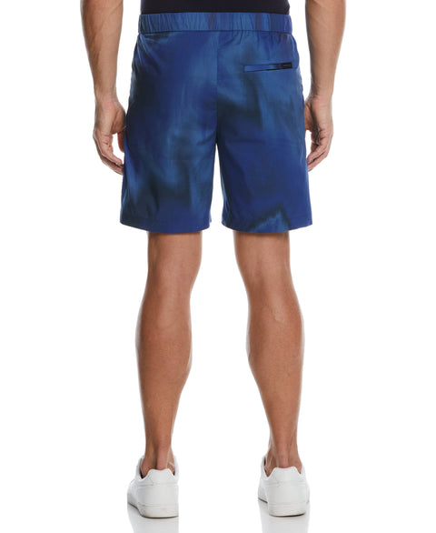 Watercolor Print Stretch Pull-On Short (Dark Denim) 