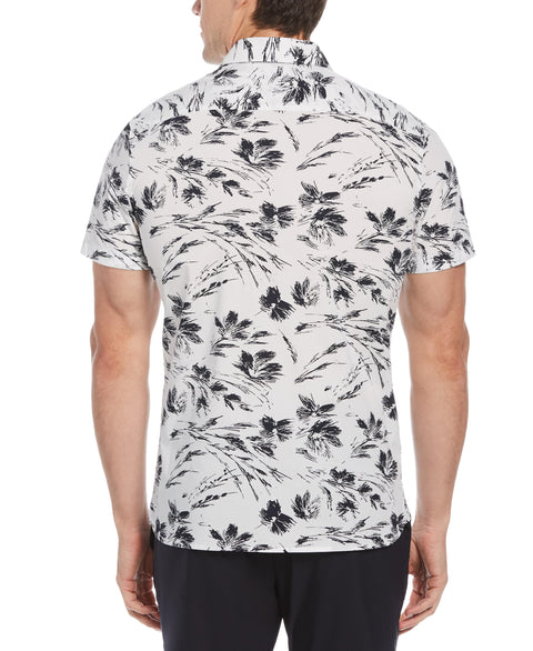 Big & Tall Hawaiian Floral Print Stretch Shirt (Bright White) 