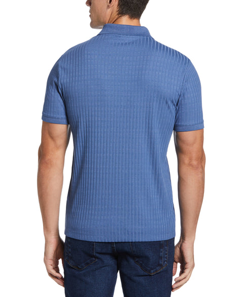 Big & Tall Quarter Zip Ribbed Polo (Dutch Blue) 